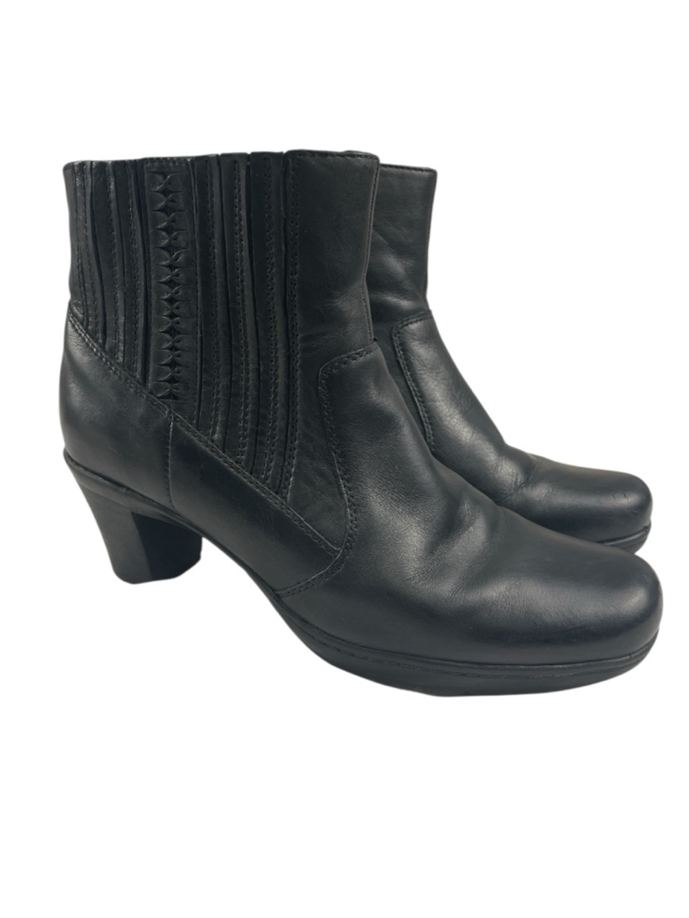 Clarks Womens Leather Ankle Heeled Boots Black Size 8